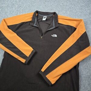 The North Face Sweatshirt Mens XXL Brown Orange TKA 100 Fleece 1/4 Zip Outdoor